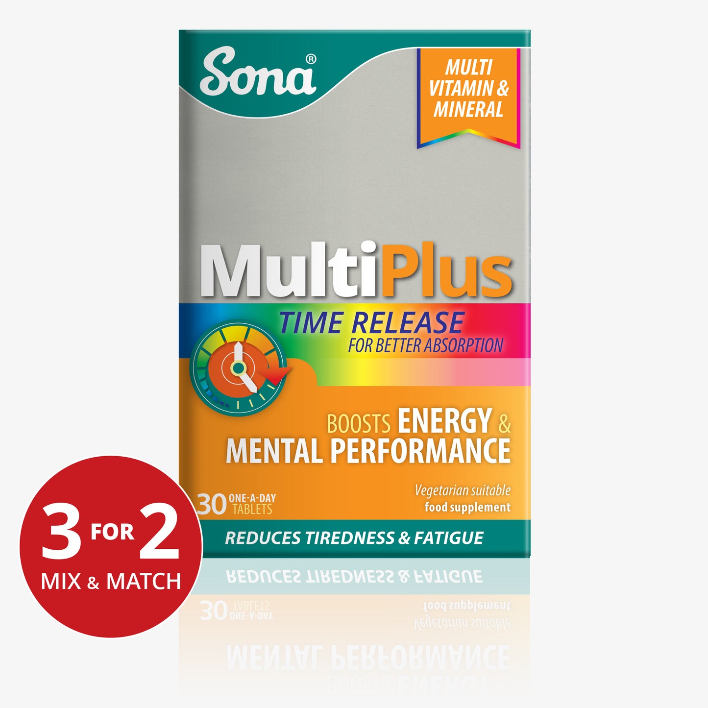 Sona MultiPlus Time Release multivitamin for energy, mental performance and tiredness reduction