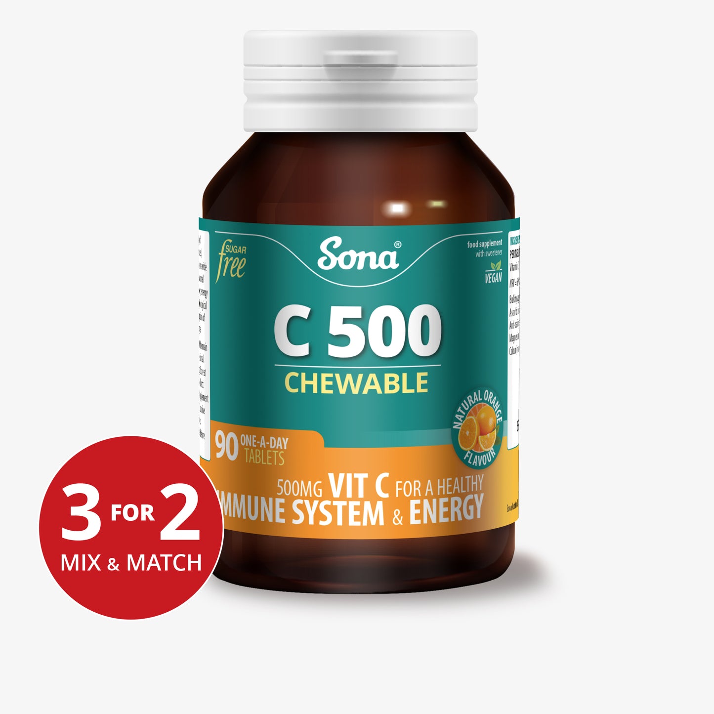 C 500 Chewable - Orange Flavour Vitamin C Tablets 30s