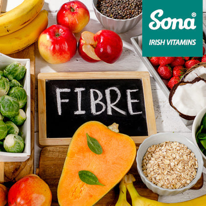Fresh fruits, vegetables and grains rich in fibre, promoting healthy digestion – Sona Irish Vitamins