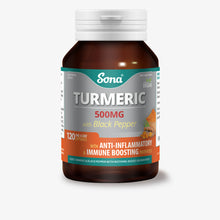  Sona Turmeric 500mg capsules. Rich in Curcumin, a potent anti-inflammatory ideal for Arthritics. Supports cognitive and the immune function. 