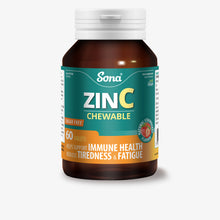  Sona ZinC with Vitamin C in one chewable strawberry flavoured tablet. Supports the Immune system and boosts energy. Ease sore throats. Sugar Free.