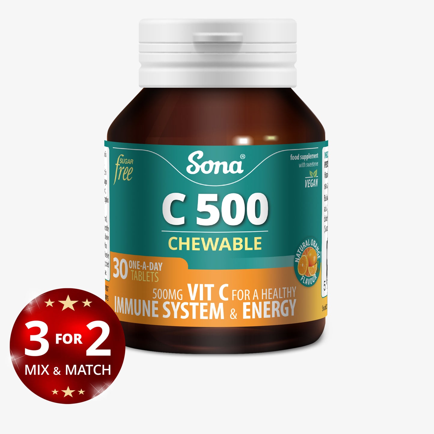 C 500 Chewable - Orange Flavour Vitamin C Tablets 30s