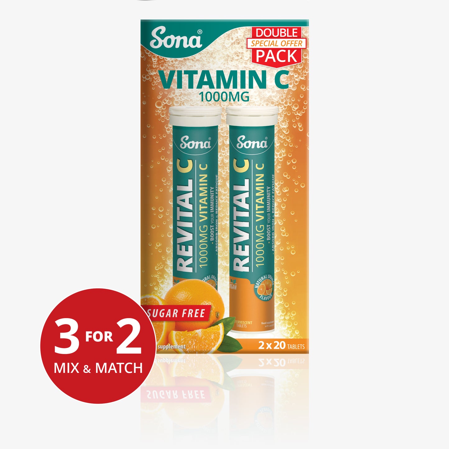 Revital C Special Offer Double Pack- 1000mg Vitamin C Effervescent Tablets