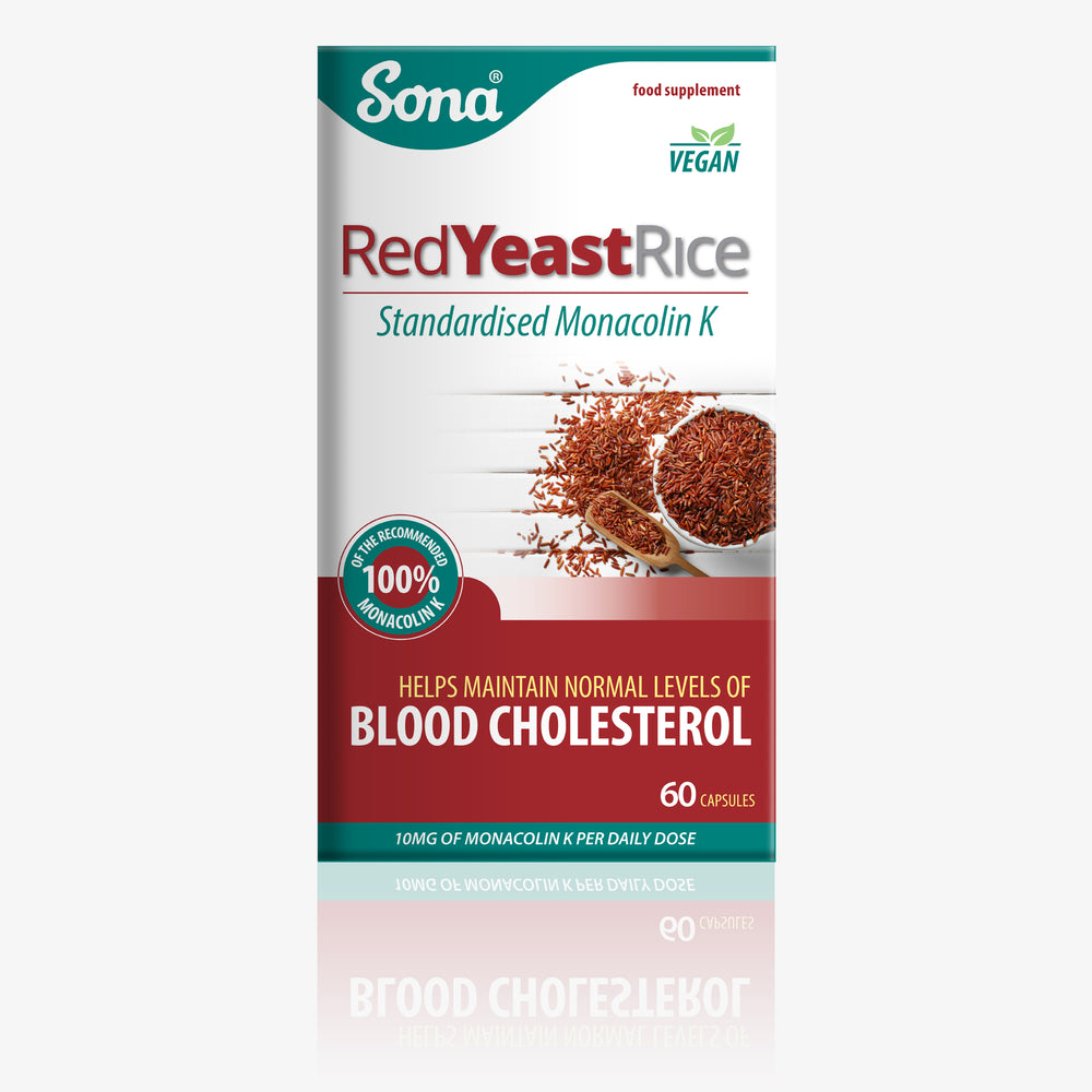 
                      
                        Sona Red Yeast Rice provides a standardised source of Monacolin K, a natural substance which contributes to the maintenance of normal blood cholesterol levels. Cholesterol Supplement.
                      
                    