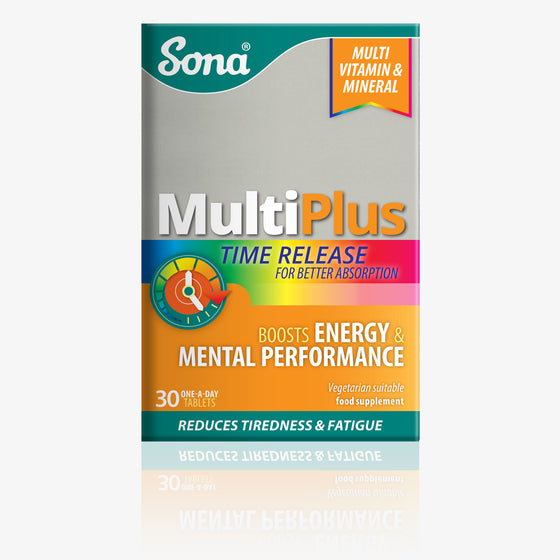Sona MultiPlus Time Release is a complete multivitamin and mineral Time Release formula for optimum absorption. 29 essential nutrients for immune health, energy, and mental performance.