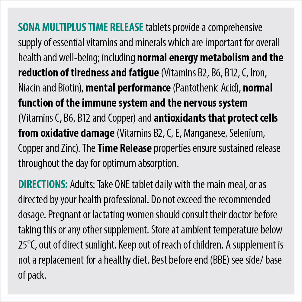 Sona MultiPlus Time Release - Complete Multivitamin / Multimineral