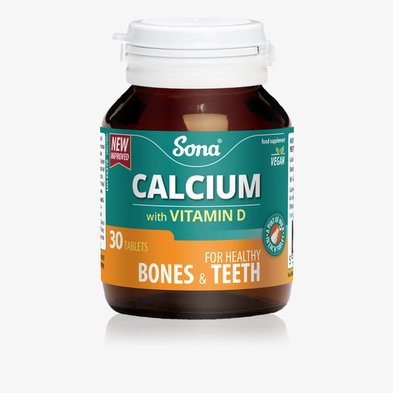 Sona Calcium with Vitamin D3 tablets. For Normal muscle function, healthy bones and teeth, immune system health and inflammatory response.