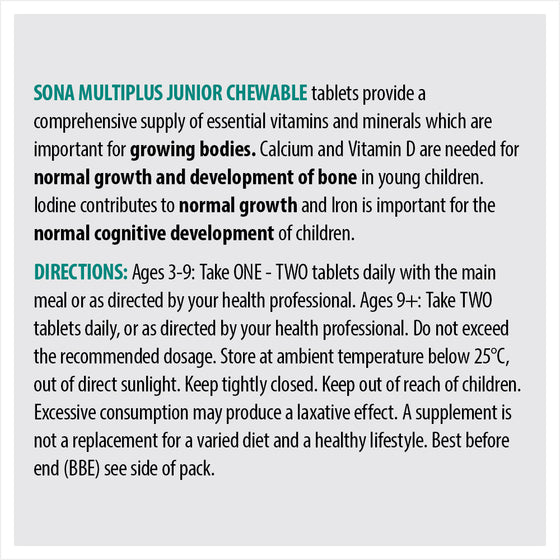 MultiPlus Junior Chewable - Complete Multivitamin / Multimineral for Children