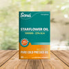 Sona Starflower Oil, 1000mg Omega 6 Fatty Acid. Benefits include reducing PMS, skin health, calming skin inflammation, and easing joint pain.
