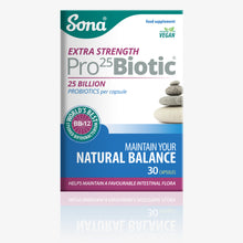  Sona Pro25Biotic provides 25 billion probiotics per capsule. Lactobacillus Acidophilus and Bifidobacterium BB-12. For a healthy digestive and immune system.