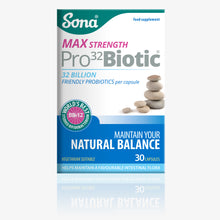  Sona Pro32Biotic provides 32 billion probiotics per capsule. 50:50 blend of Lactobacillus Acidophilus and Bifidobacterium BB-12. For a healthy digestive and immune system.