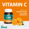 Sona C 1000 Complex, Vitamin C tablets for a healthy immune and nervous systems, reduction of tiredness and fatigue, skin and collagen synthesis.