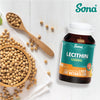 Sona Lecithin obtained from soya beans. Rich in phosphatidyl choline and inositol, two of the most important nutrients in the control of dietary fats. 